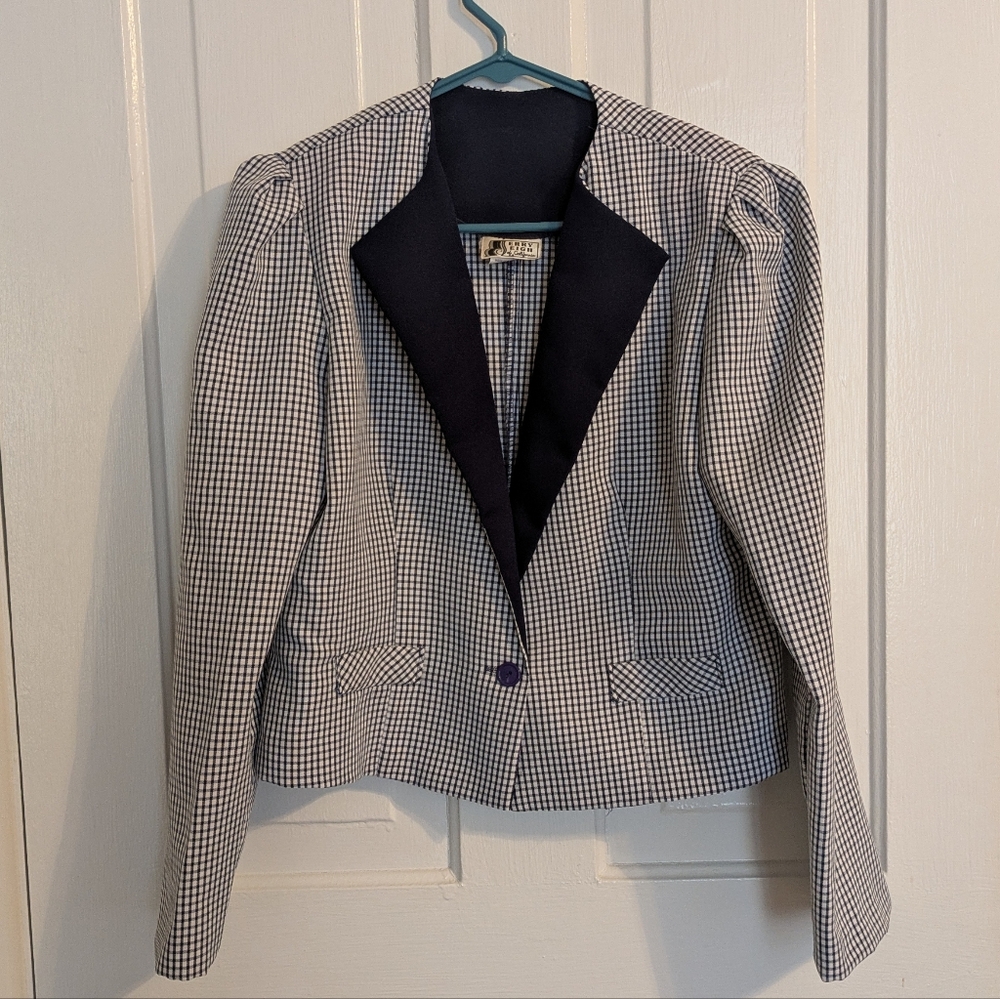 Vintage Jerry Leigh Cropped Button Checkered Picnic Blazer